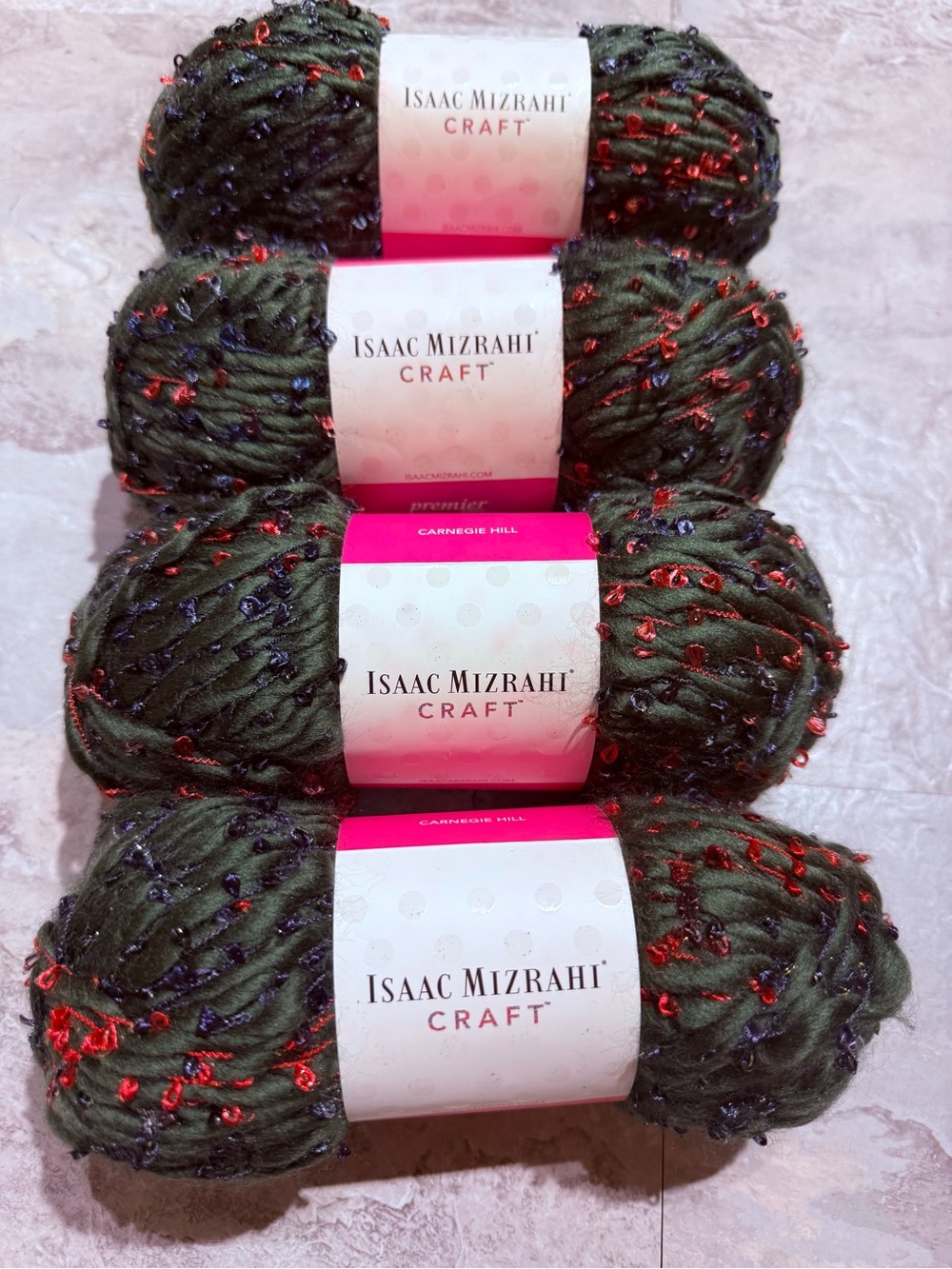 Lot of 4 Skeins Isaac Mizrahi Craft Carnegie Hill Yarn - Park Avenue Colorway
